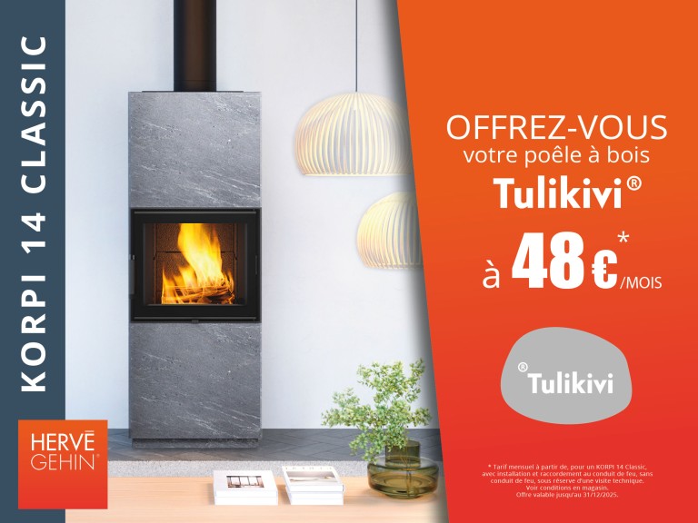 OFFREZ-VOUS VOTRE POÊLE À BOIS TULIKIVI À 48€/MOIS !*